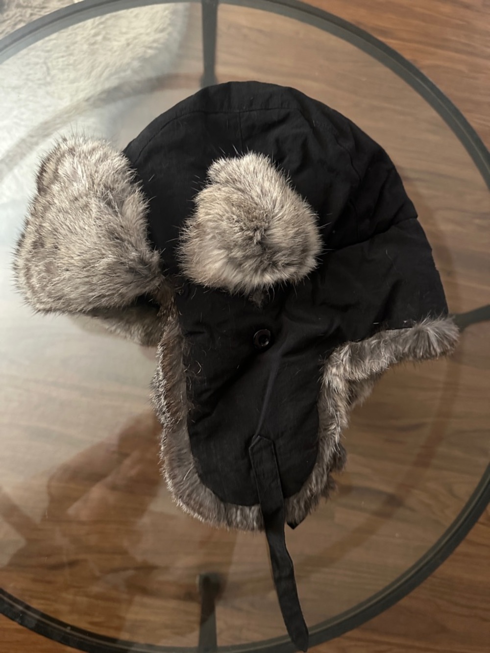 Paul Leinburd Black Rabbit-Fur Trapper Hat - Men Size 10